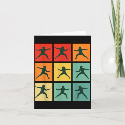 Carte Retro Fencing For Christmas Srty Fencer Athlete (Devant)