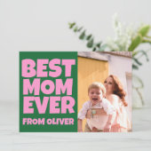 Carte Retro Fête des mères Photo Coloré rose vert (Debout devant)