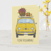 Carte Retro Fiat 500 (Fleur jaune)