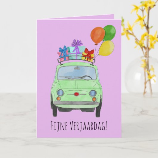 Carte Retro Fiat 500 (Fleur jaune)