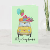 Carte Retro Fiat 500 pour l'anniversaire espagnol (Devant)