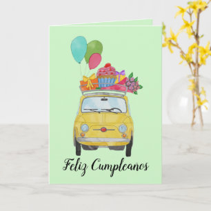 Carte Retro Fiat 500 pour l'anniversaire espagnol