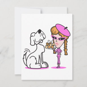 Carte retro fille et chien de compagnie
