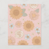 Carte Retro Fleur sauvage Baby shower fille (Dos)