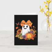 Carte Retro Floral Boo Ghost Citrouille Bow Halloween Fe (Fleur jaune)