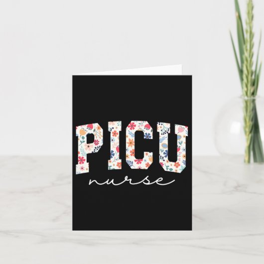Carte Retro Floral Picu Infirmière Fleur Pédiatrique Icu (Devant)