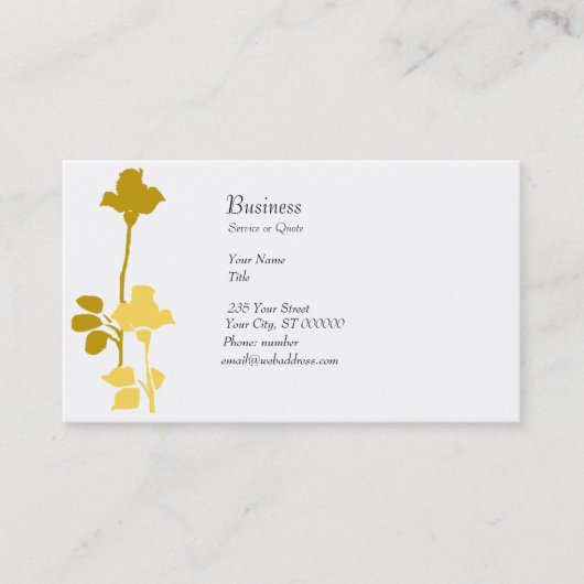 Carte Retro Floral Rose Profil Moderne Golden (Devant)