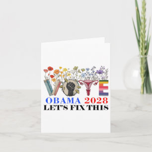Carte Retro Floral Vote Obama 2028 Réparons Ce Président