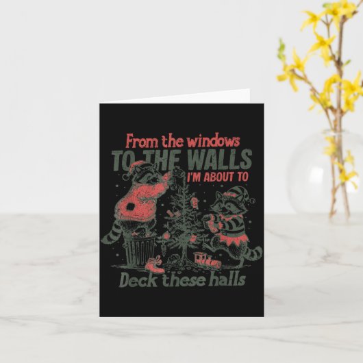 Carte Retro From The Windows To The Walls Funny Raccoon (Fleur jaune)