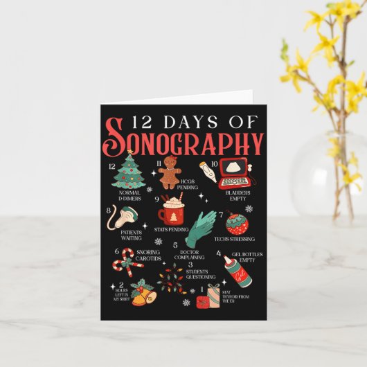 Carte Retro Funny 12 Days Of Sonography Ultrasound Tech (Fleur jaune)