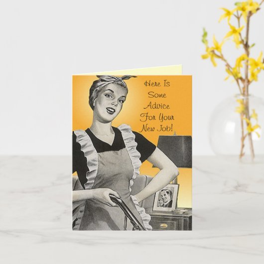 Carte Retro Funny Advice Congratulations New Job Card (Fleur jaune)