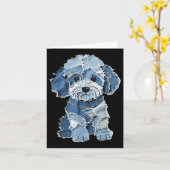 Carte Retro Funny Denim Patch Animal Chien Imprimer (Fleur jaune)