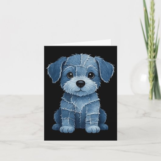 Carte Retro Funny Denim Patch Animal Chien Imprimer (Devant)