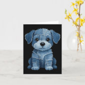 Carte Retro Funny Denim Patch Animal Chien Imprimer (Fleur jaune)