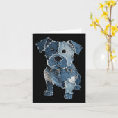 Carte Retro Funny Denim Patch Animal Chien Imprimer Pour (Fleur jaune)