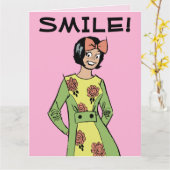 CARTE RETRO FUNNY FUNNY BANTHDAE GREETING CARD (Fleur jaune)