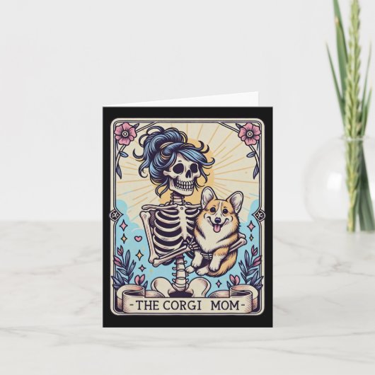 Carte Retro Funny Le Corgi Mom Tarot Card Skeleton Hall (Devant)