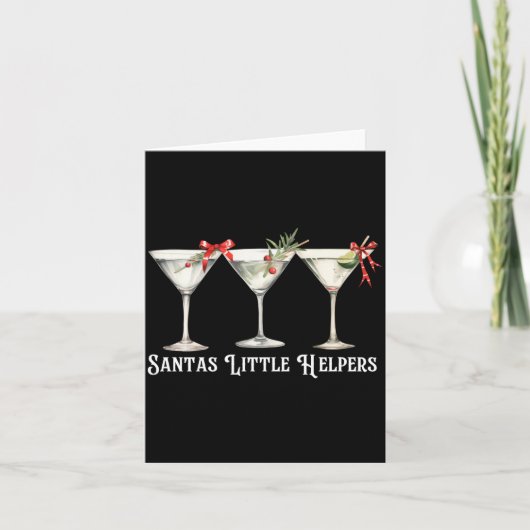 Carte Retro Funny Santa's Little Helper Martini Merry Ch (Devant)