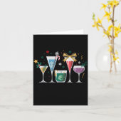 Carte Retro Funny Santa's Little Helper Martini Merry Ch (Fleur jaune)