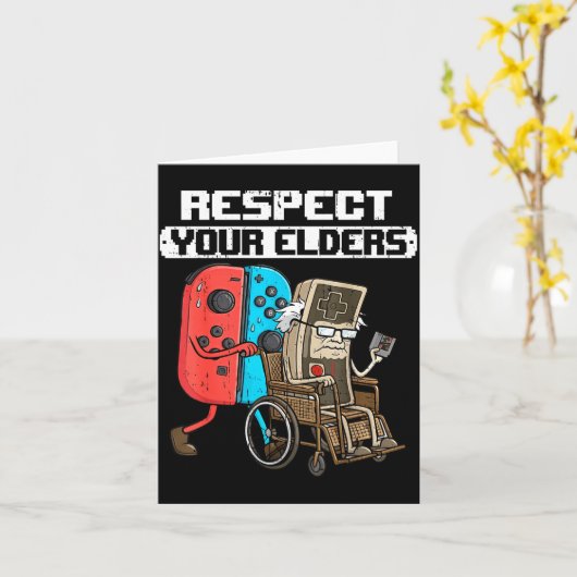 Carte Retro Gaming Funny Gamer Controller 80s Respect Yo (Fleur jaune)