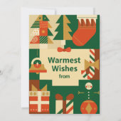 Carte Retro Geometric Christmas Greeting Card – Festive  (Dos)
