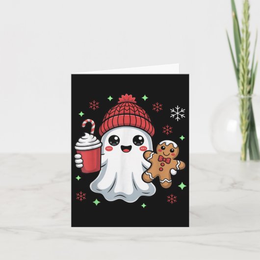Carte Retro Ghost Beanie Christmas Holiday Xmas Coffee G (Devant)