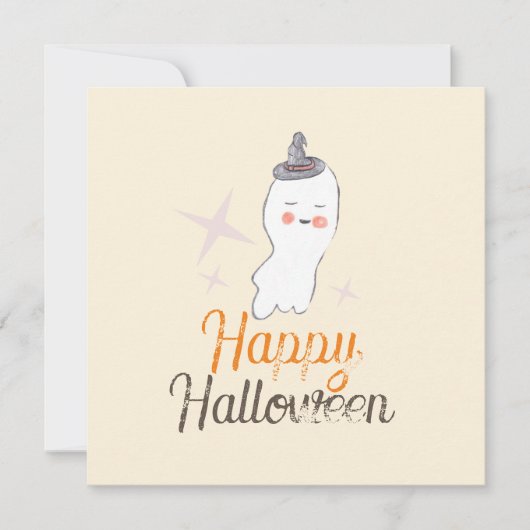 Carte Retro Ghost Doodle Design Halloween (Devant)