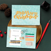 Carte Retro Gold Christmas Pattern Ticket Gift Voucher
