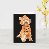 Carte Retro Goldendoodle Citrouille Jack O Lantern (Fleur jaune)
