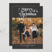 Carte Retro Grey Christmas Photo Holiday (Devant / Derrière)