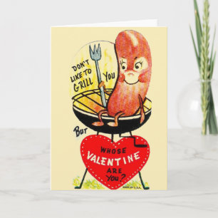 Carte Retro Grill Hot Dog Valentine's Day Card