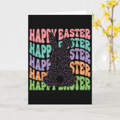 Carte Rétro Groovy Joyeuses Pâques Léopard Lapin Femmes (Fleur jaune)