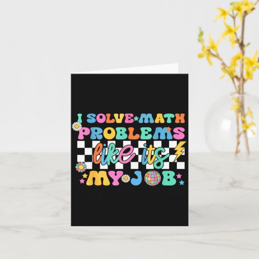 Carte Retro Groovy Math Teacher Funny Back To School Gif (Fleur jaune)