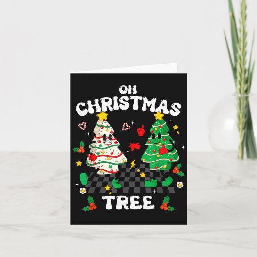 Carte Retro Groovy Oh Christmas Tree Cake Pajamas Xmas K (Devant)