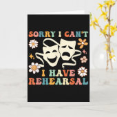 Carte Retro Groovy Sorry I Can't I Have Rehearsal  (Fleur jaune)