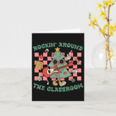 Carte Retro Groovy Teacher Christmas Rockin' Around The (Fleur jaune)