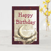 Carte Retro Grunge Moon Birthday (Fleur jaune)