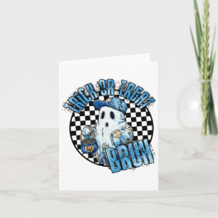 Carte Retro Halloween Blue Denim Patchwork Éffrayant Fan