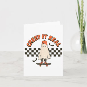 Carte Retro Halloween Creep It Real Ghost Boy Fall Seaso