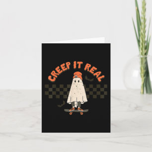 Carte Retro Halloween Creep it real Ghost Boy Fall Seaso