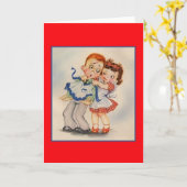 Carte Retro Happy Couple Note Card (Fleur jaune)