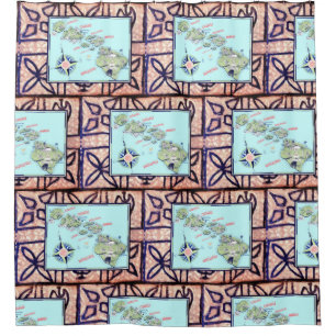 Carte Retro Hawaii Douche rideau