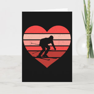 Carte Retro Heart Ski Ski Vintage Saint-Valentin Femmes