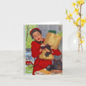 Carte Retro Hectic Day Life Busy Lady Blank note Card (Fleur jaune)