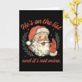 Carte Retro He's On The List And It's Not Mine Christmas (Fleur jaune)