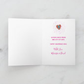 Carte Retro Hippie Rose Turquoise Coeur Saint-Valentin (Intérieur)