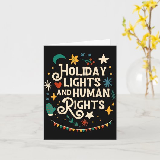 Carte Retro Holiday Lights And Human Rights Suprters Chr (Fleur jaune)