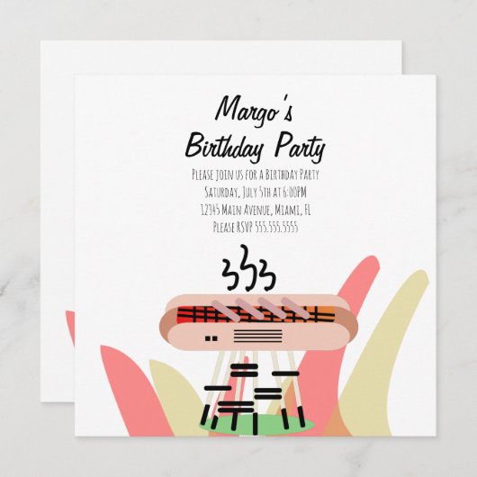 Carte Retro Hot Dog Cookout Party Anniversaire Invitatio (Devant / Derrière)