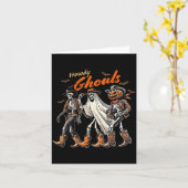 Carte Rétro Howdy Ghouls Cow-boy squelette Rodeo Western (Fleur jaune)