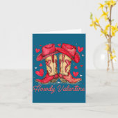 Carte Retro Howdy Saint-Valentin Cowboy Boots Western Va (Fleur jaune)